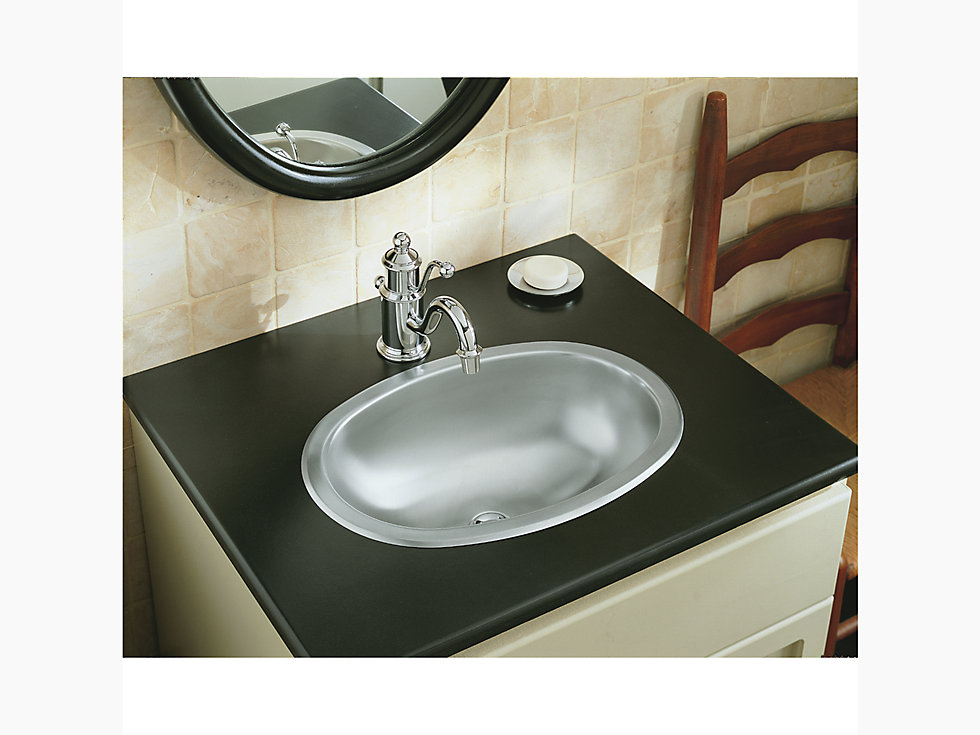 Oval Drop In Under Mount Bathroom Sink, Stainless Steel Bathroom Vanity